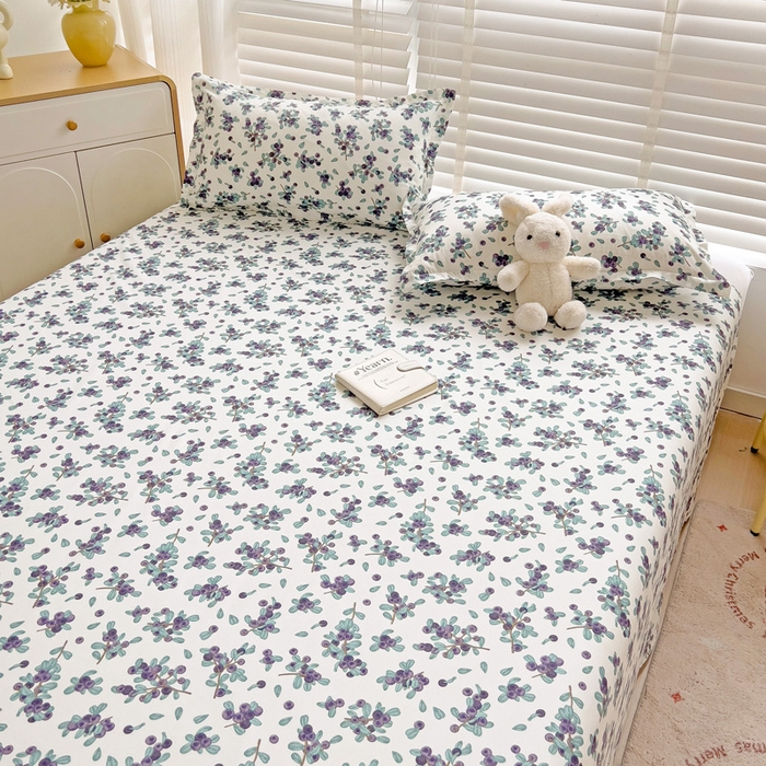 91家纺网 家纺一手货源 找家纺 楠沐家纺  2025新款印花亲肤芦荟棉水洗棉床单系列-床单(第二批) 紫雅
