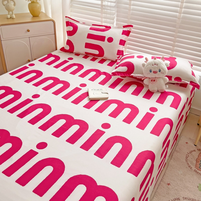 91家纺网 家纺一手货源 找家纺 楠沐家纺  2025新款印花亲肤芦荟棉水洗棉床单系列-床单(第二批) Min-粉