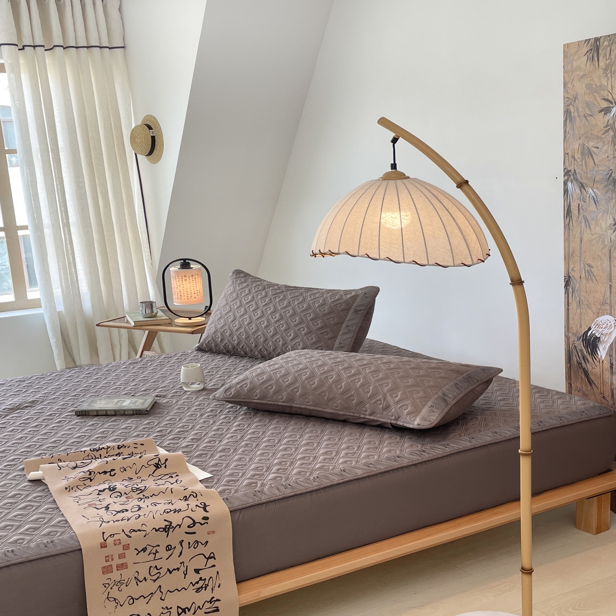 91家纺网 家纺一手货源 找家纺 豪选家纺 2025最新上市秋冬新品爆款国风纯棉新疆棉夹棉床笠四季款   国风-高贵咖色