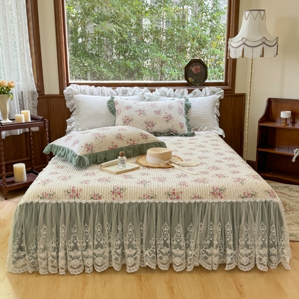 91家纺网 家纺一手货源 找家纺 （总）菊上家纺 2024秋冬新款复古法式风皇冠蕾丝单床裙