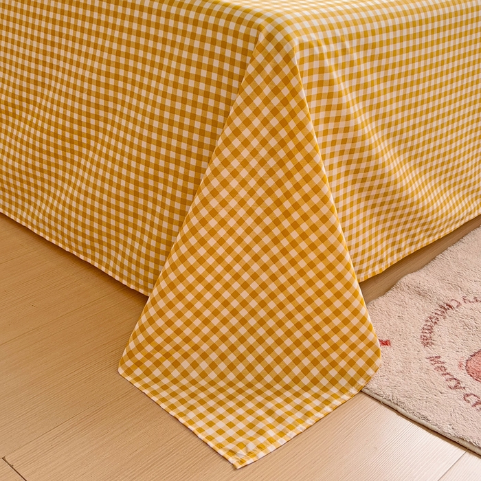 91家纺网 家纺一手货源 找家纺 楠沐家纺  2025新款印花亲肤芦荟棉水洗棉床单系列-床单(第二批) 心动黄