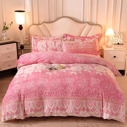 91家纺网 家纺一手货源 找家纺 （总）磨毛世家家纺 2025高克重防静电水晶绒雕花绒四件套宝宝绒