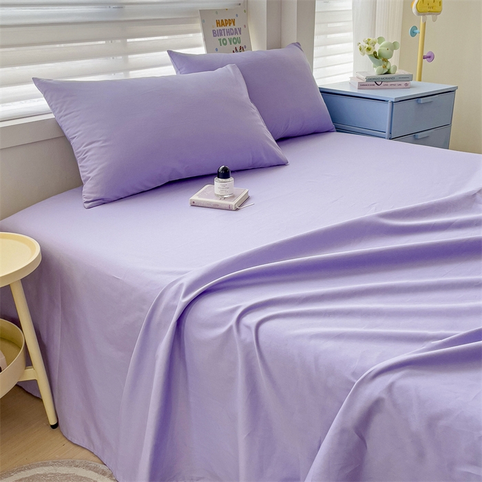 91家纺网 家纺一手货源 找家纺 名兮家居 2024新款全棉纯色枕套 风铃紫