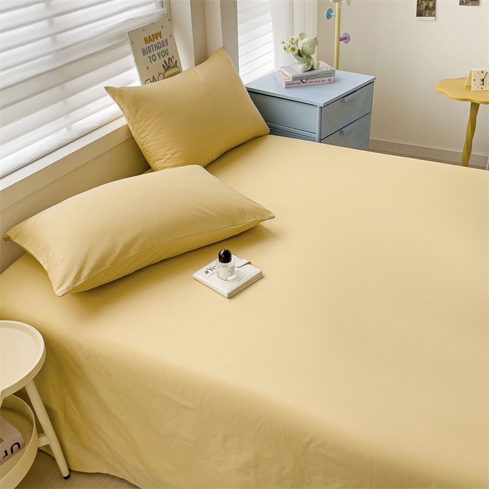 91家纺网 家纺一手货源 找家纺 名兮家居 2024新款全棉纯色枕套 软木黄