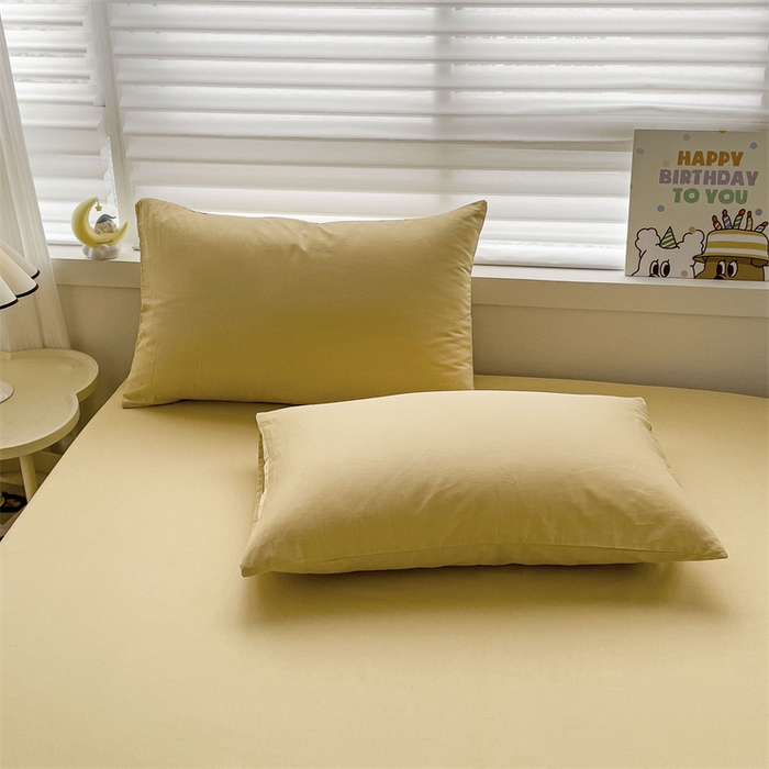 91家纺网 家纺一手货源 找家纺 名兮家居 2024新款全棉纯色枕套 软木黄