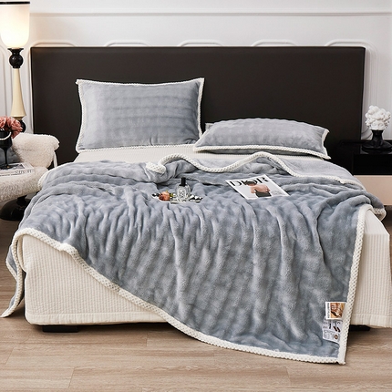 91家纺网 家纺一手货源 找家纺 （总）悦织湾家纺 2025新款仿兔毛绒托斯仿兔毛绒毛毯纯色印花牛奶绒休闲盖毯午睡小毯子