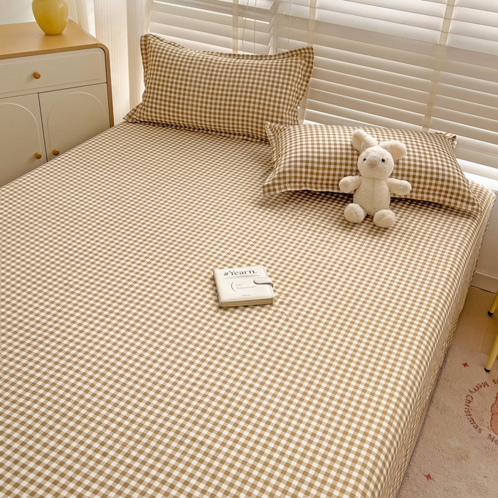 91家纺网 家纺一手货源 找家纺 楠沐家纺  2025新款印花亲肤芦荟棉水洗棉床单系列-床单(第二批) 心动咖