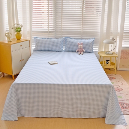 楠沐家纺  2025新款印花亲肤芦荟棉水洗棉床单系列-床单(第二批) 心动蓝