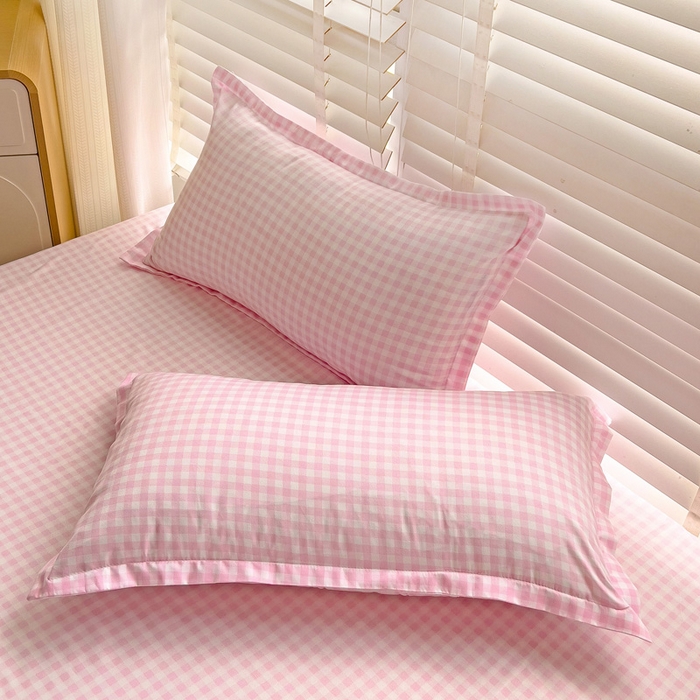 91家纺网 家纺一手货源 找家纺 楠沐家纺  2025新款印花亲肤芦荟棉水洗棉床单系列-床单(第二批) 相遇粉