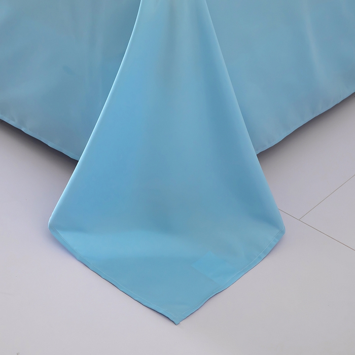 91家纺网 家纺一手货源 找家纺 梦莱家纺 2024新款亲肤磨毛纯色拼色轻奢系列四件套 天蓝