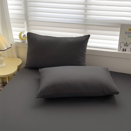 名兮家居 2024新款全棉纯色枕套 烟灰