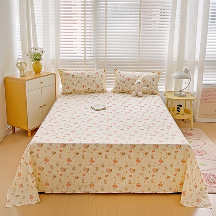 楠沐家纺  2025新款印花亲肤芦荟棉水洗棉床单系列-床单(第二批) 彩虹猴