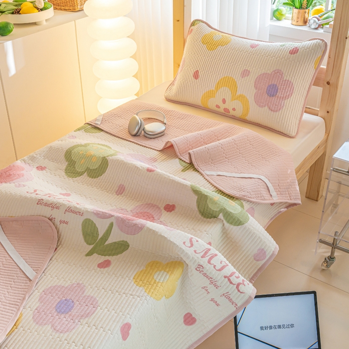 91家纺网 家纺一手货源 找家纺 X猫先生  2024新款小清新印花全棉床盖学生床盖套件-跑量款 10贝利花都