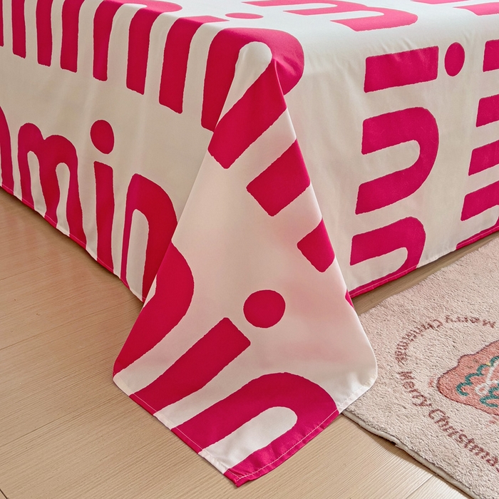 91家纺网 家纺一手货源 找家纺 楠沐家纺  2025新款印花亲肤芦荟棉水洗棉床单系列-床单(第二批) Min-粉