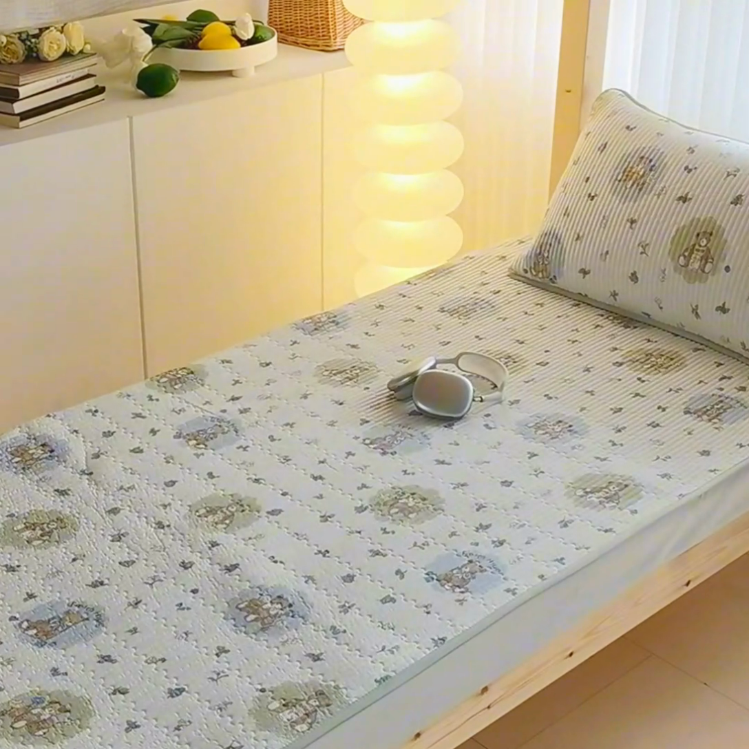 91家纺网 家纺一手货源 找家纺 X猫先生  2024新款小清新印花全棉床盖学生床盖套件-跑量款 4蜜罐熊