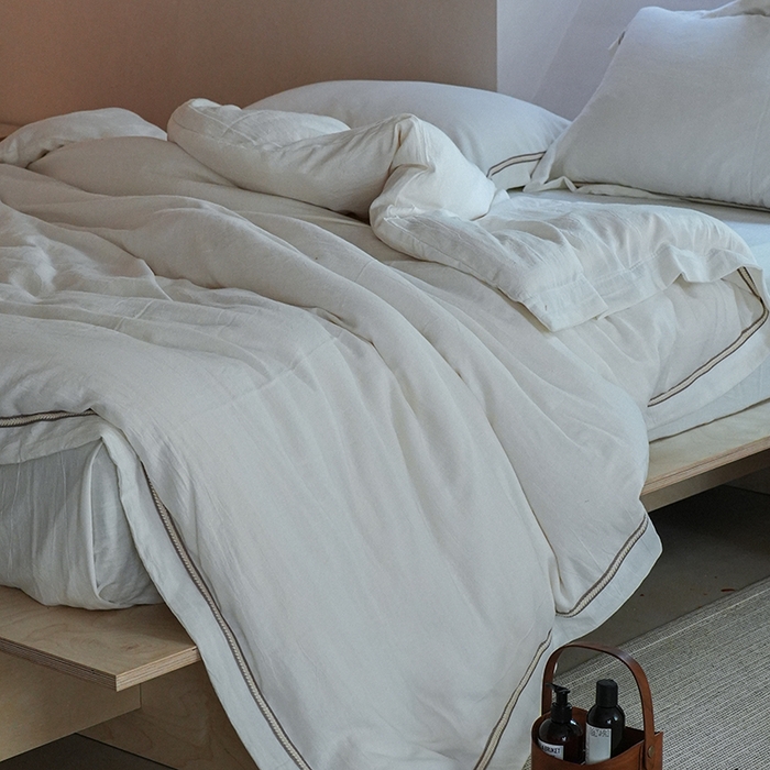 91家纺网 家纺一手货源 找家纺 2024新款天丝麻工艺款四件套-麦穗 麦穗本白