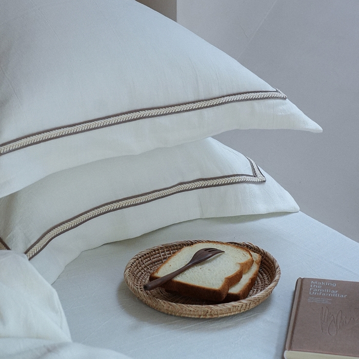 91家纺网 家纺一手货源 找家纺 2024新款天丝麻工艺款四件套-麦穗 麦穗本白