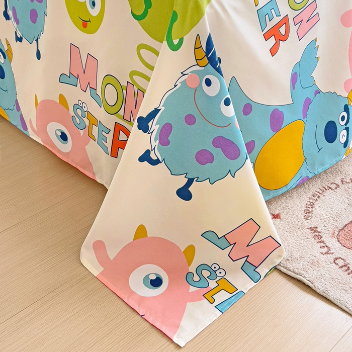 91家纺网 家纺一手货源 找家纺 楠沐家纺  2025新款印花亲肤芦荟棉水洗棉床单系列-床单(第二批) 怪兽大学