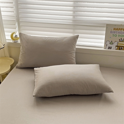 名兮家居 2024新款全棉纯色枕套 卡其色