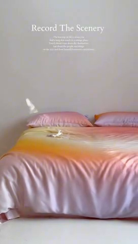 91家纺网 家纺一手货源 找家纺 2024新款60支兰精天丝数码印花四件套 朝霞-柔和桃渐变