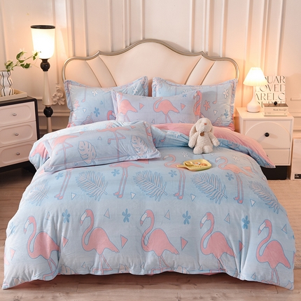 91家纺网 家纺一手货源 找家纺 （总）磨毛世家家纺 2025高克重防静电水晶绒雕花绒四件套宝宝绒