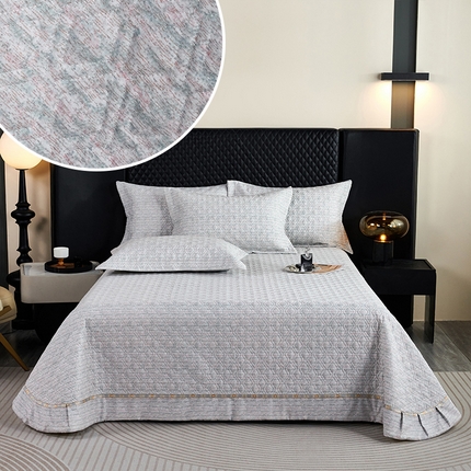 91家纺网 家纺一手货源 找家纺 （总）OL家纺 2024秋冬新款全棉磨毛肌理纹床头双固定床盖夹棉三件套