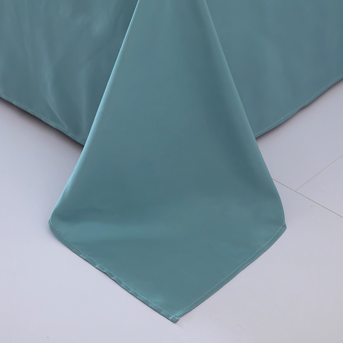 91家纺网 家纺一手货源 找家纺 梦莱家纺 2024新款亲肤磨毛纯色拼色轻奢系列四件套 青蓝+天蓝