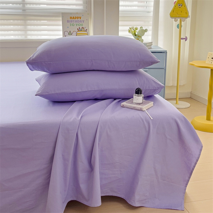 91家纺网 家纺一手货源 找家纺 名兮家居 2024新款全棉纯色枕套 风铃紫