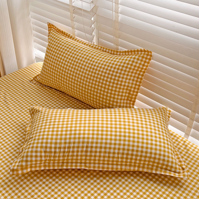 91家纺网 家纺一手货源 找家纺 楠沐家纺  2025新款印花亲肤芦荟棉水洗棉床单系列-床单(第二批) 心动黄