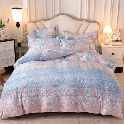 91家纺网 家纺一手货源 找家纺 （总）磨毛世家家纺 2025高克重防静电水晶绒雕花绒四件套宝宝绒