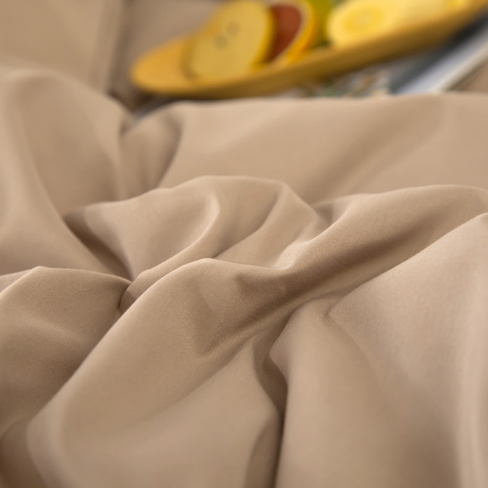 91家纺网 家纺一手货源 找家纺 梦莱家纺 2024新款亲肤磨毛纯色拼色轻奢系列四件套 卡其