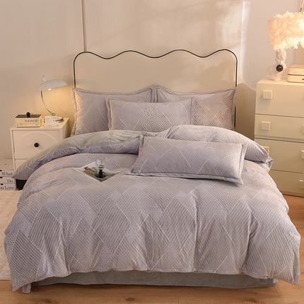 91家纺网 家纺一手货源 找家纺 （总）磨毛世家家纺 2025高克重防静电水晶绒雕花绒四件套宝宝绒