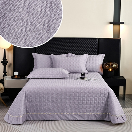 91家纺网 家纺一手货源 找家纺 （总）OL家纺 2024秋冬新款全棉磨毛肌理纹床头双固定床盖夹棉三件套