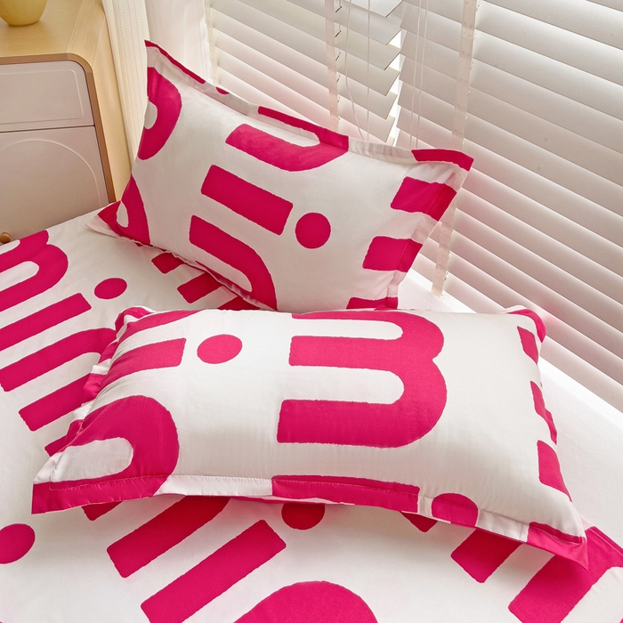 91家纺网 家纺一手货源 找家纺 楠沐家纺  2025新款印花亲肤芦荟棉水洗棉床单系列-床单(第二批) Min-粉