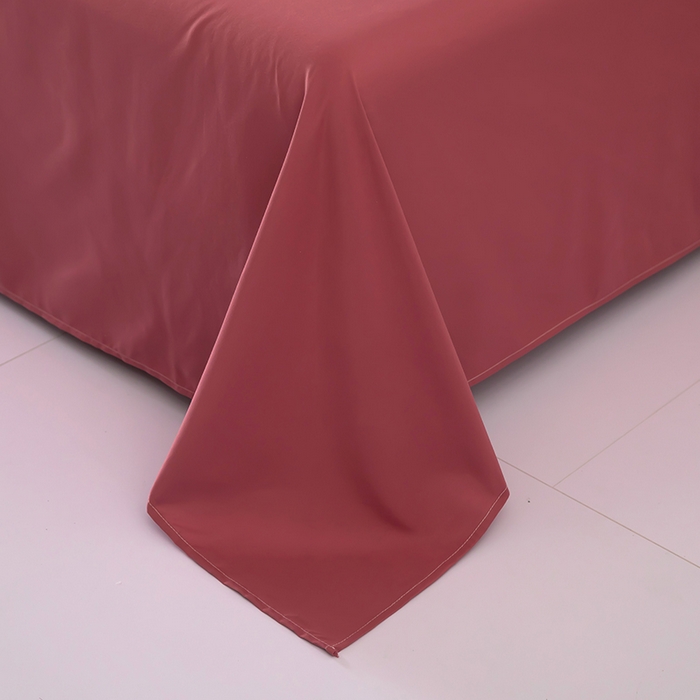 91家纺网 家纺一手货源 找家纺 梦莱家纺 2024新款亲肤磨毛纯色拼色轻奢系列四件套 深红