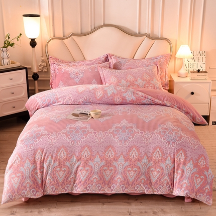 91家纺网 家纺一手货源 找家纺 （总）磨毛世家家纺 2025高克重防静电水晶绒雕花绒四件套宝宝绒