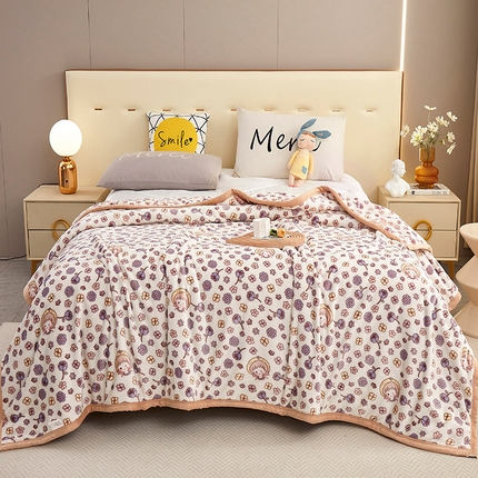 91家纺网 家纺一手货源 找家纺 （总）悦织湾家纺 2025新款仿兔毛绒托斯仿兔毛绒毛毯纯色印花牛奶绒休闲盖毯午睡小毯子