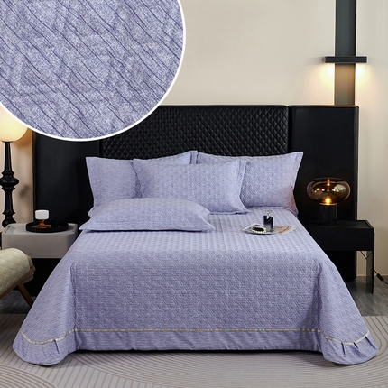 91家纺网 家纺一手货源 找家纺 （总）OL家纺 2024秋冬新款全棉磨毛肌理纹床头双固定床盖夹棉三件套