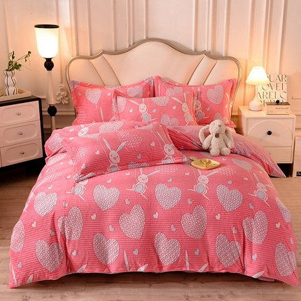 91家纺网 家纺一手货源 找家纺 （总）磨毛世家家纺 2025高克重防静电水晶绒雕花绒四件套宝宝绒