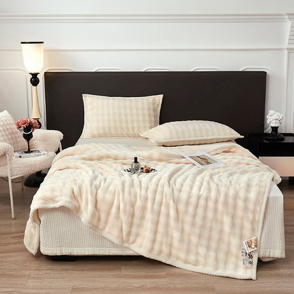 91家纺网 家纺一手货源 找家纺 （总）悦织湾家纺 2025新款仿兔毛绒托斯仿兔毛绒毛毯纯色印花牛奶绒休闲盖毯午睡小毯子