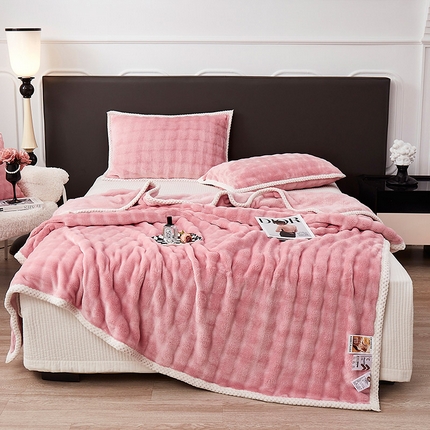 91家纺网 家纺一手货源 找家纺 （总）悦织湾家纺 2025新款仿兔毛绒托斯仿兔毛绒毛毯纯色印花牛奶绒休闲盖毯午睡小毯子