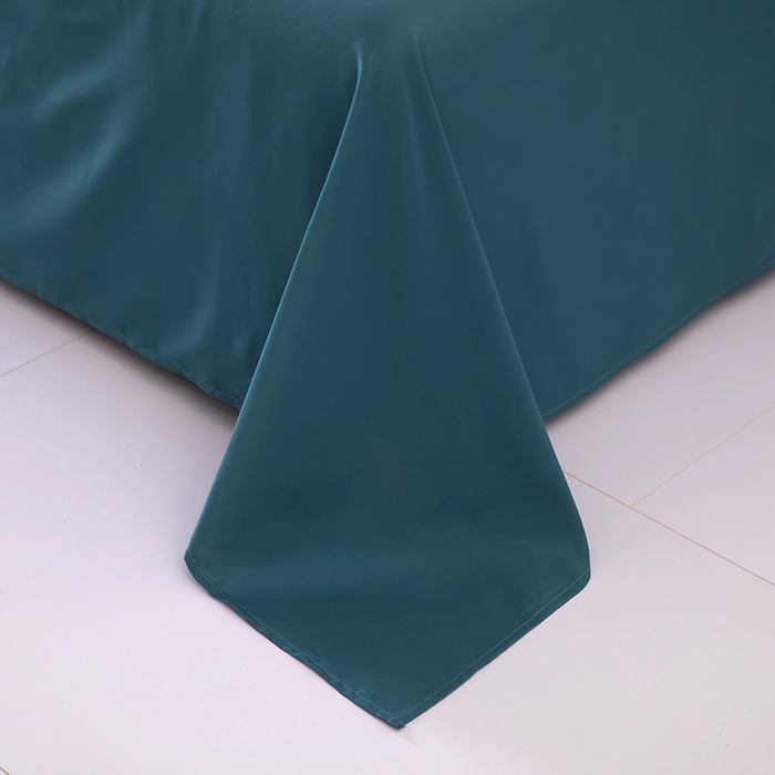 91家纺网 家纺一手货源 找家纺 梦莱家纺 2024新款亲肤磨毛纯色拼色轻奢系列四件套 深蓝