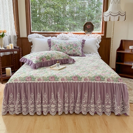 91家纺网 家纺一手货源 找家纺 （总）菊上家纺 2024秋冬新款复古法式风皇冠蕾丝单床裙