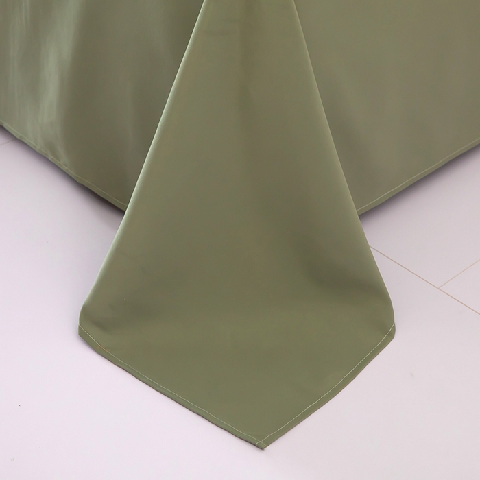 91家纺网 家纺一手货源 找家纺 梦莱家纺 2024新款亲肤磨毛纯色拼色轻奢系列四件套 橄榄绿