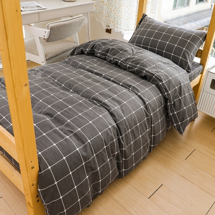 91家纺网 家纺一手货源 找家纺 2024新款全棉三件套纯棉学生宿舍上下铺六件套（第一批） 绅士灰AA