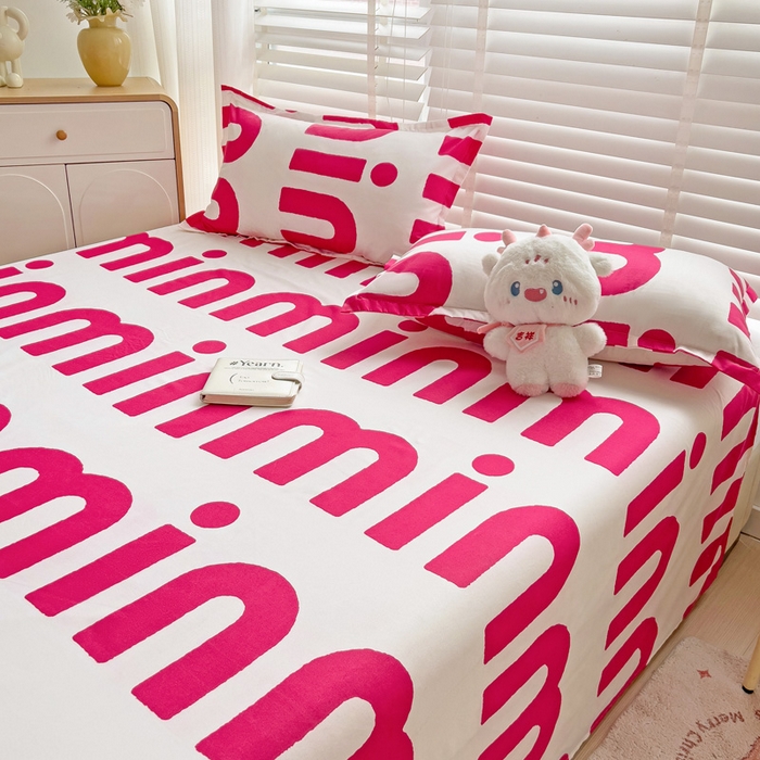 91家纺网 家纺一手货源 找家纺 楠沐家纺  2025新款印花亲肤芦荟棉水洗棉床单系列-床单(第二批) Min-粉