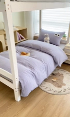 91家纺网 家纺一手货源 找家纺 悦织湾家纺 2025新款水洗棉纯色条纹小眼睛学生宿舍三件套 小眼睛蓝紫