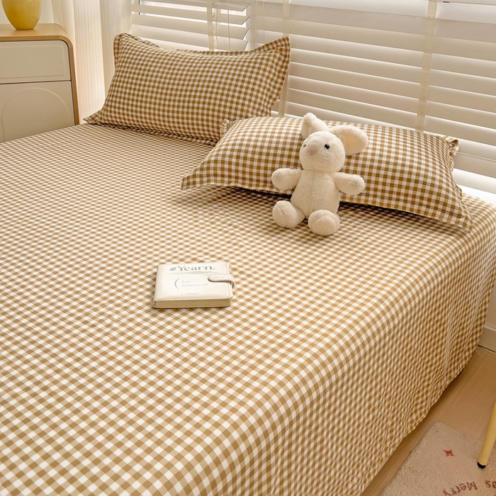 91家纺网 家纺一手货源 找家纺 楠沐家纺  2025新款印花亲肤芦荟棉水洗棉床单系列-床单(第二批) 心动咖