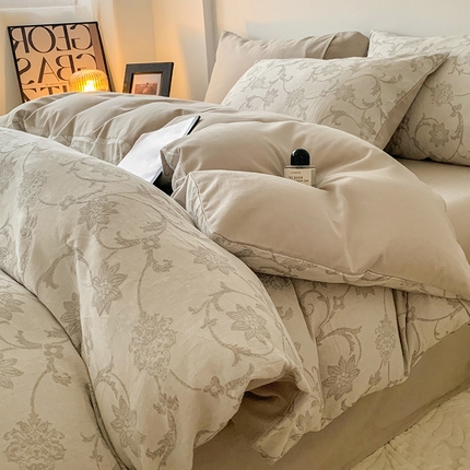 91家纺网 家纺一手货源 找家纺 （总）莱茵家居 2024新款全棉磨毛A类色织提花四件套