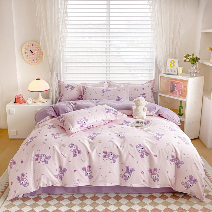 91家纺网 家纺一手货源 找家纺 楠沐家纺 2025年新款亲肤水洗棉芦荟棉磨毛单被套（第二批） 星星兔